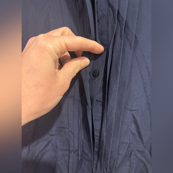 Tory Burch Navy Blue Women's Shirt Dress Button Up Collared Silk Size 2 - Picture 8 of 8
